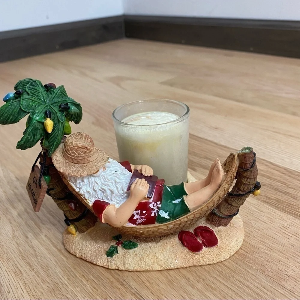 Yankee Candle Santa On Vacation Votive Candle Christmas Palm Tree Hammock
